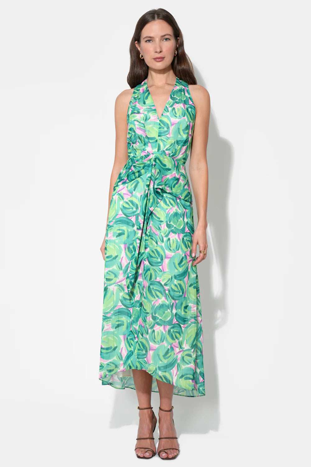adelyn rae green dress Forum - Crimson Horizon Flutter Sleeve Plunging Maxi Size:6-5/16