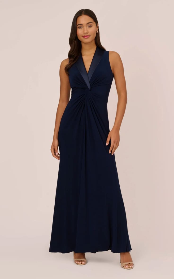 Adrianna Papell- Matte Jersey Twist Front Tuxedo Gown | floc boutique Adrianna Papell- Matte Jersey Twist Front Tuxedo Gown | floc boutique