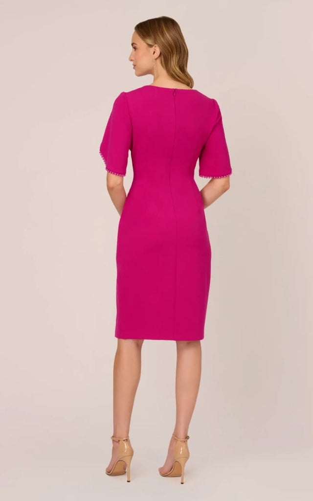 Adrianna Papell - Pearl Embellished Knit Crepe Sheath Dress
