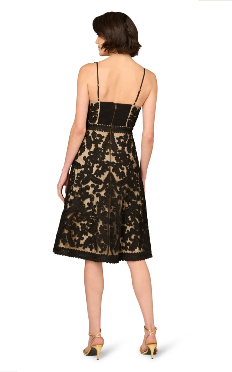 Aidan Mattox- Embroidered Mesh Midi Dress