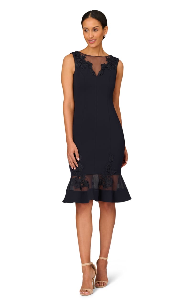white christmas dresses Aidan Mattox- Sleeveless Lace Fit & Flare Dress in Twilight