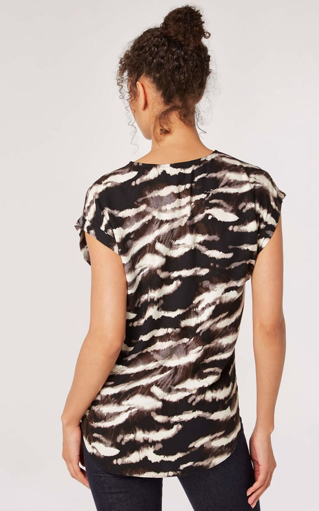 Apricot - Zebra Turn Up Sleeve T-Shirt - Shirts & Tops