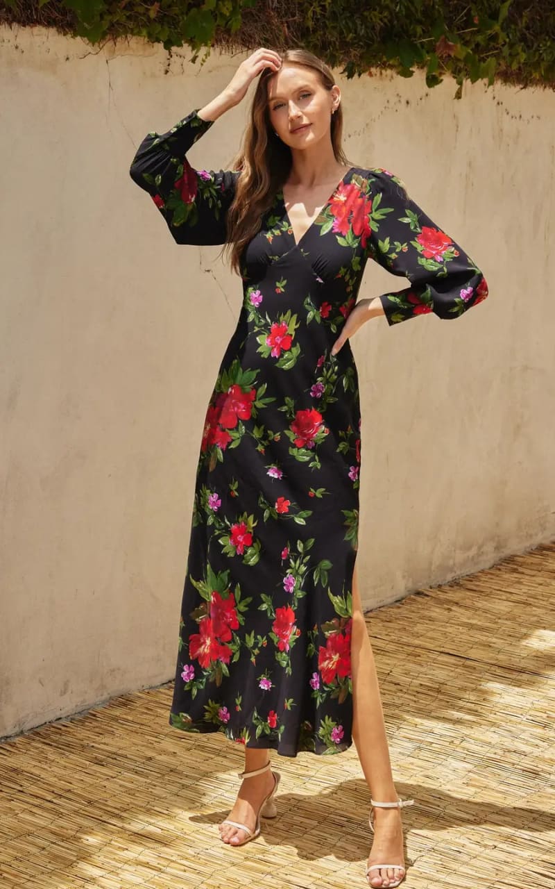knee length dresses for ladies Dress Forum - Sweet Talk Plunging Dress in Midnight Dahlia