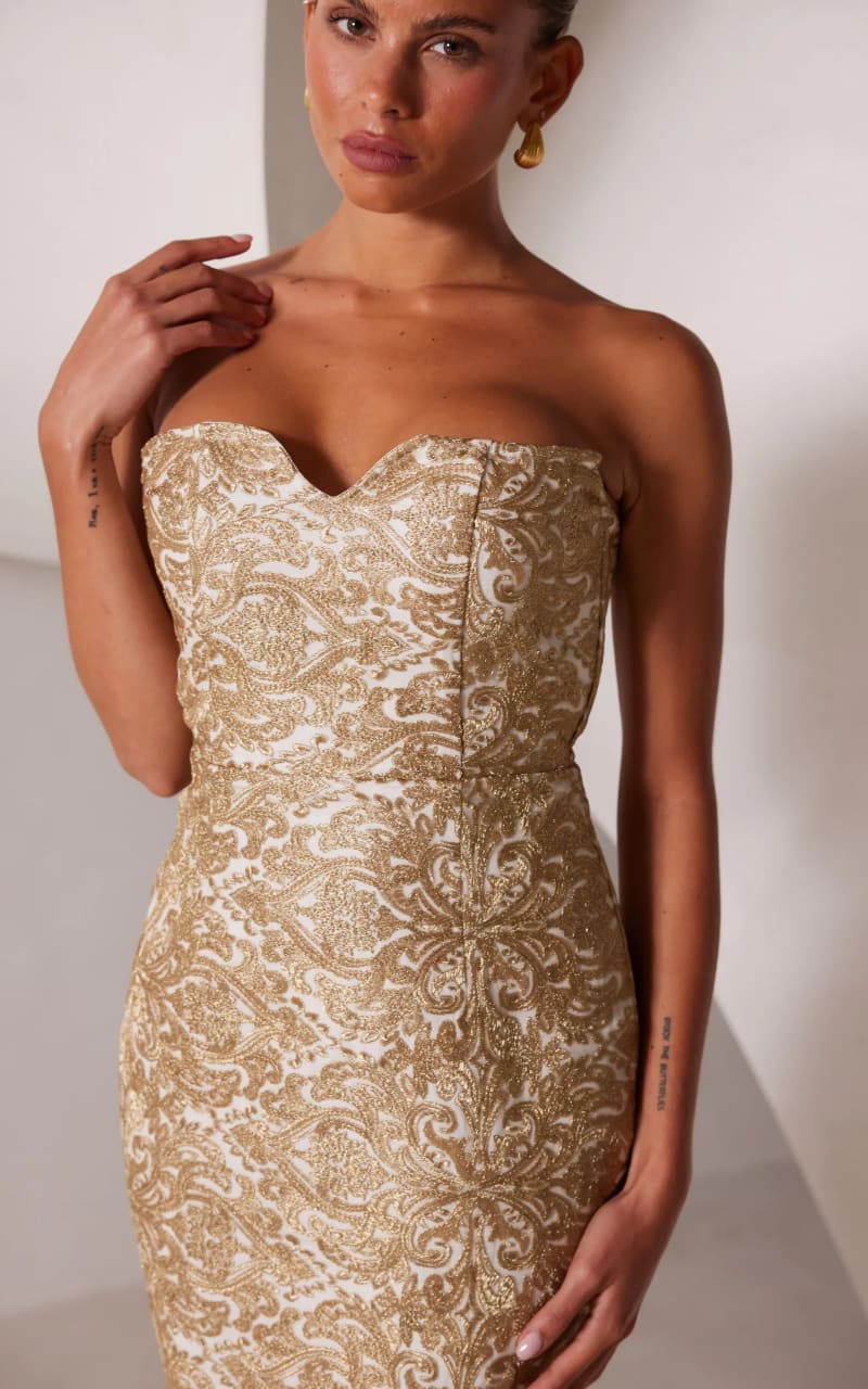 Elle Zeitoune- Zara Midi Dress in Gold