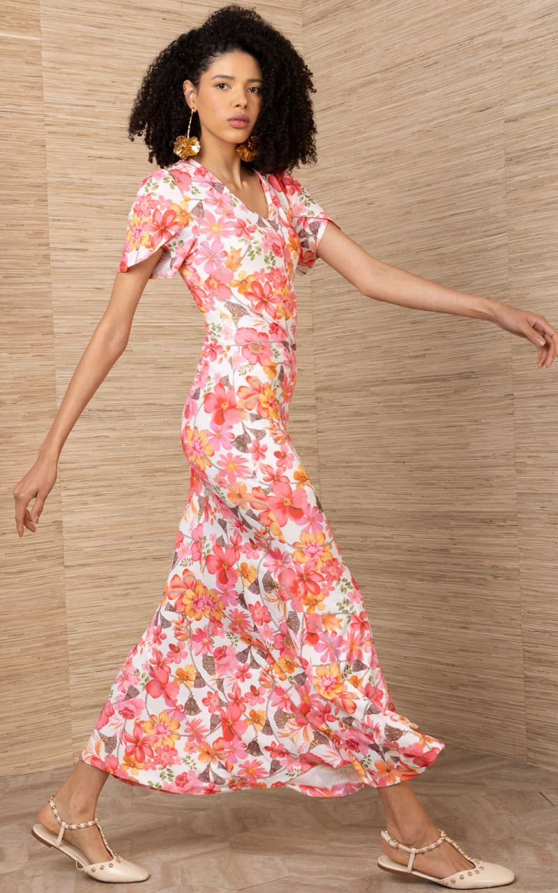 hale bob dress Bob- Evadne Jersey FOUNDATIONS DROP 1 The long midi length Yellow And Blue Floral Size:8T