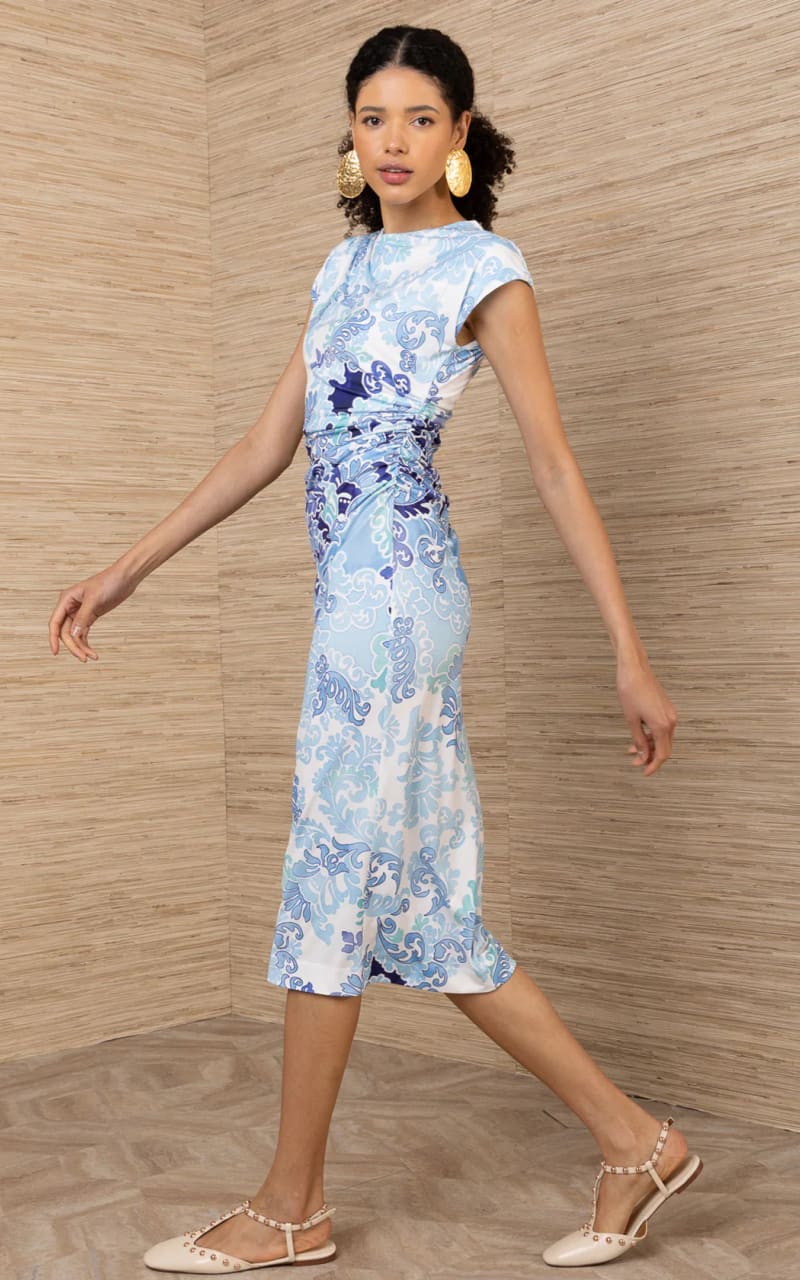 Hale Bob- Thora Jersey Dress in Blue