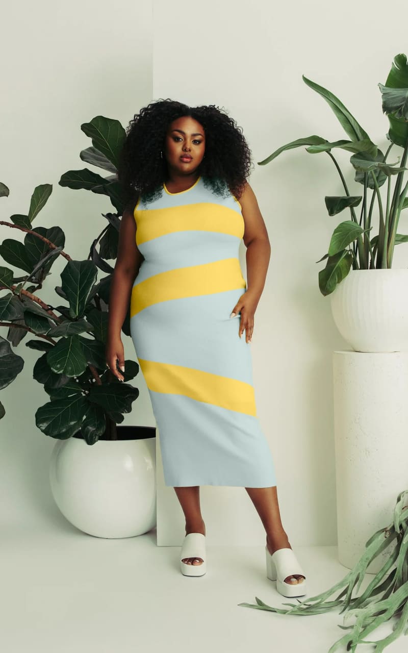 slim fit dress slacks Hilary Macmillan- Swirl Knit Dress in green