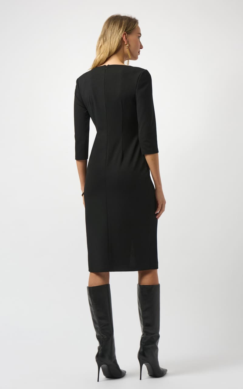 black floral wrap dress Joseph Ribkoff- Scuba Crepe Sheath Dress in Black