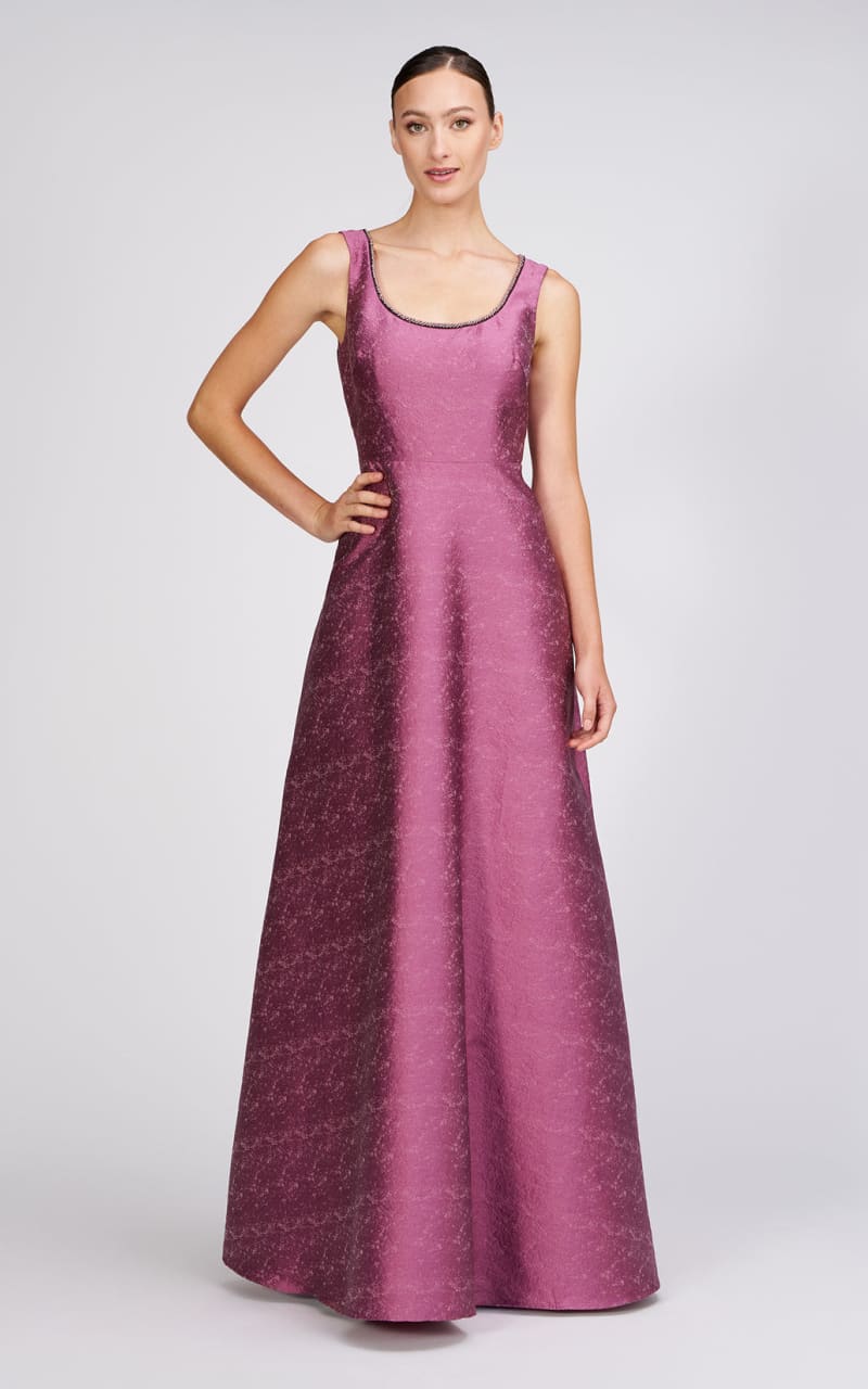 kay unger purple dress Kay Unger Purple Belted Fit & Flare Midi Dress