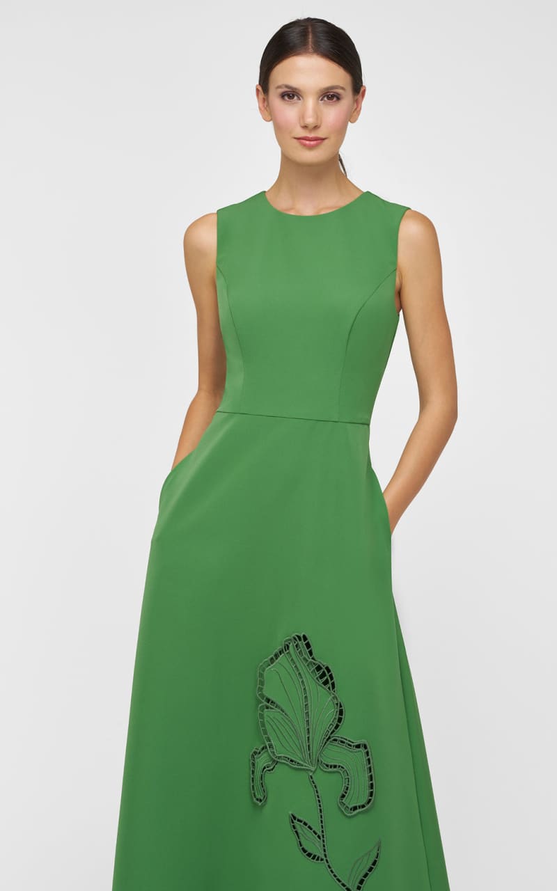 Kay Unger- Blossom Tea Length Dress in Lush Green | floc boutique