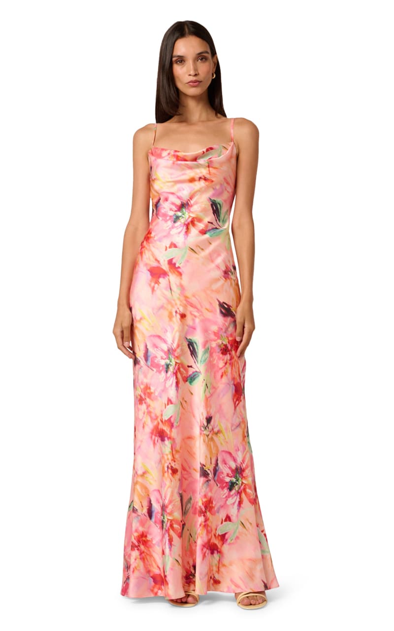 liv foster dresses Liv Foster- Adeline Sateen Long Dress in Coral