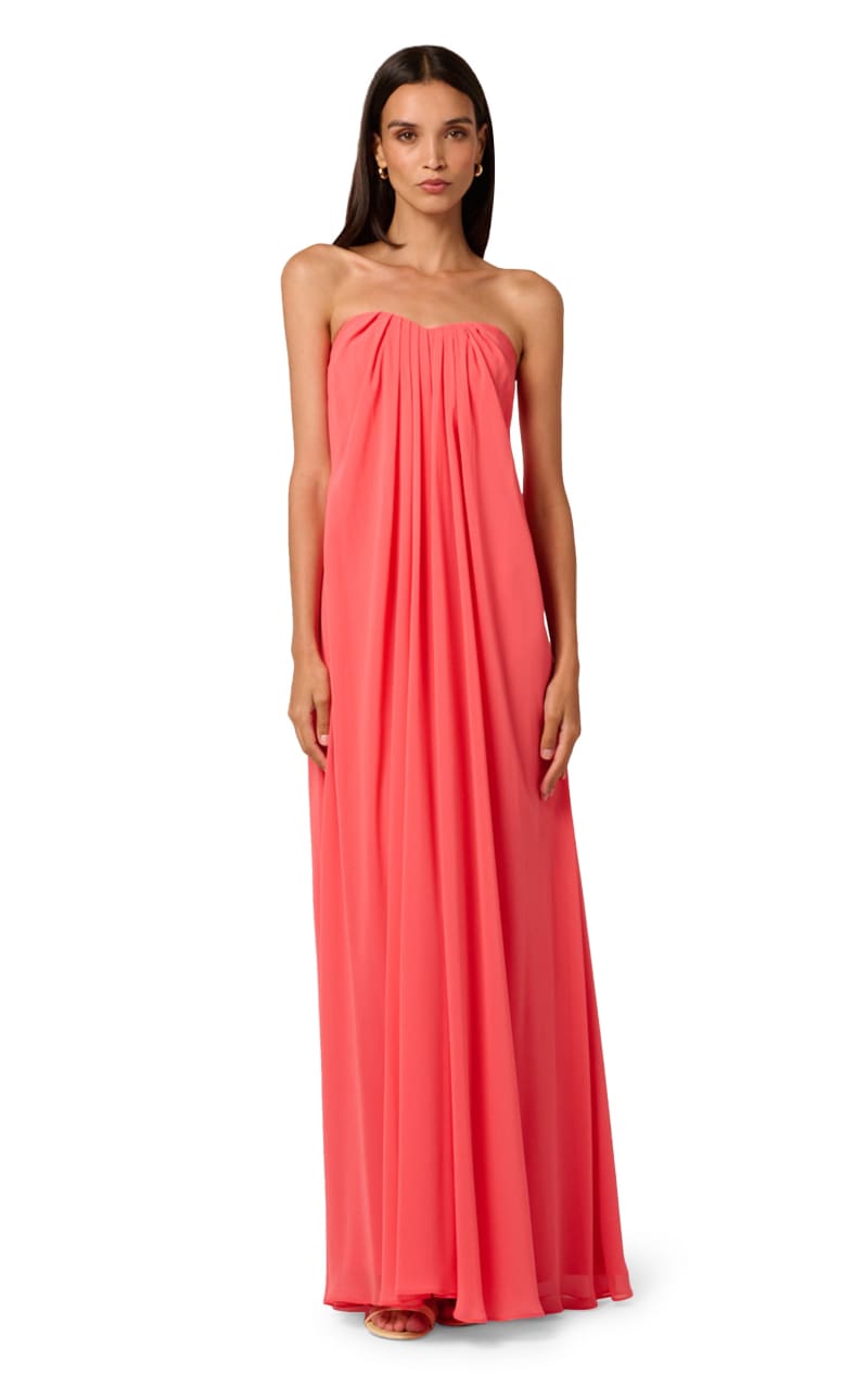 Liv Foster- Brooke Chiffon Long Dress in Coral Crocus