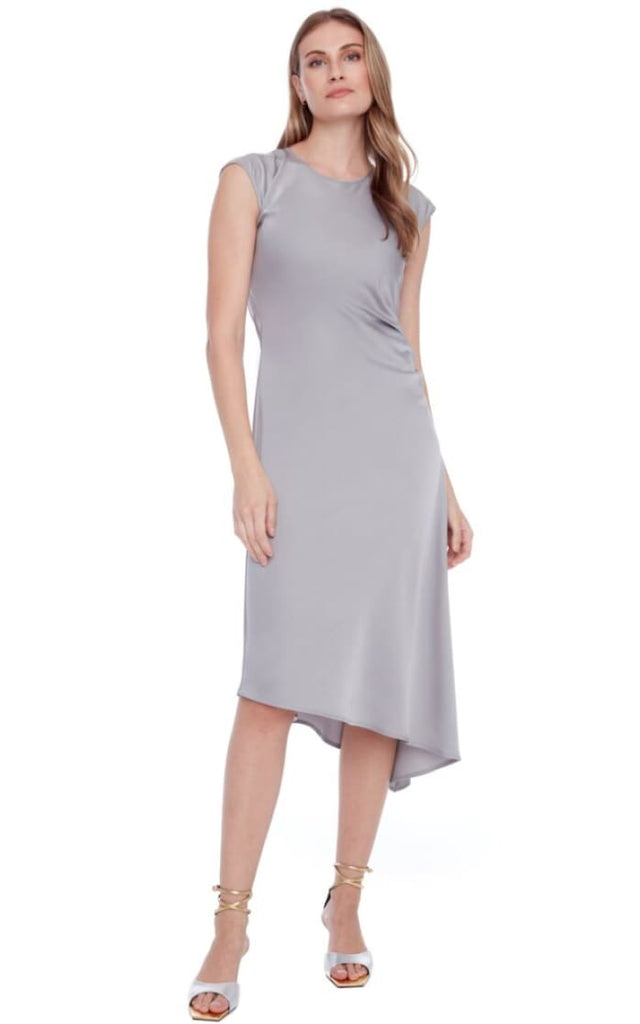 ILTM - Roxy Solid Assymetric Satin Dress - Silver / XS