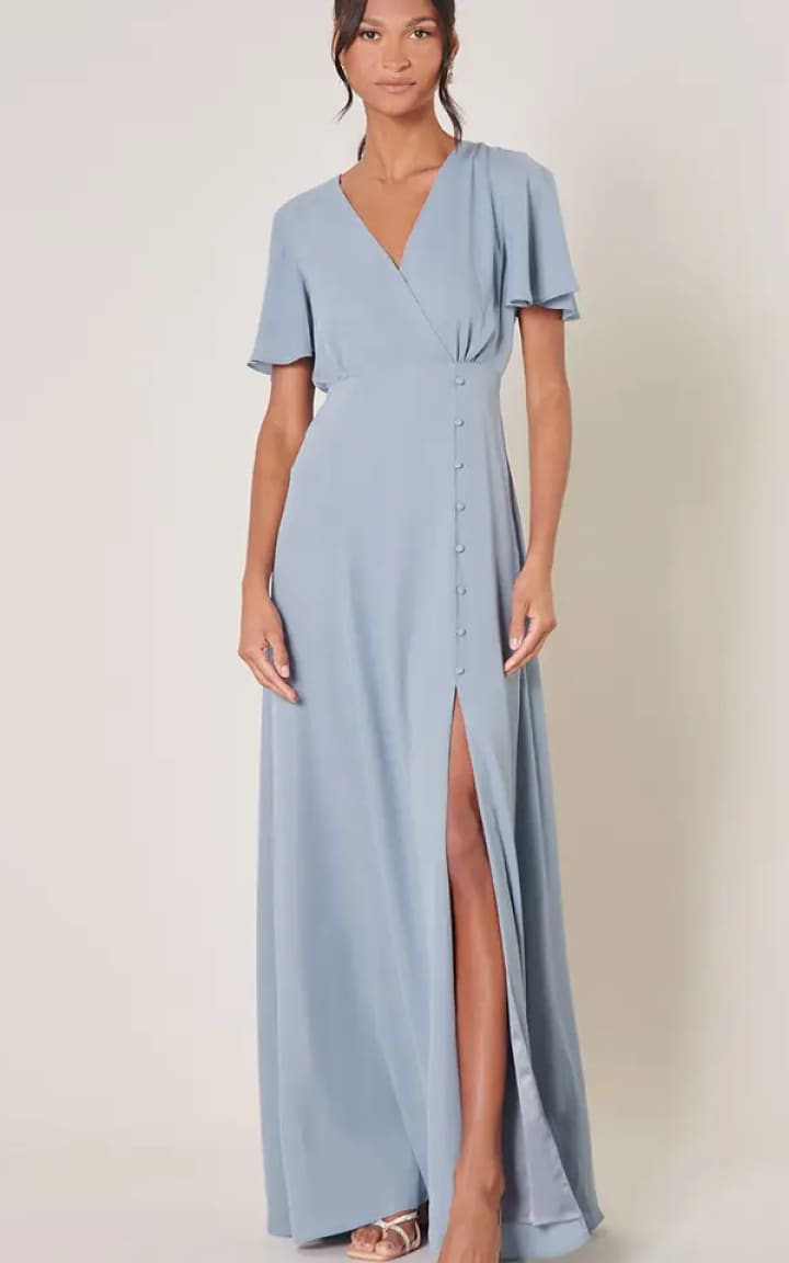 Sugarlips- Everlasting Surplice Flutter Sleeve Maxi Dress