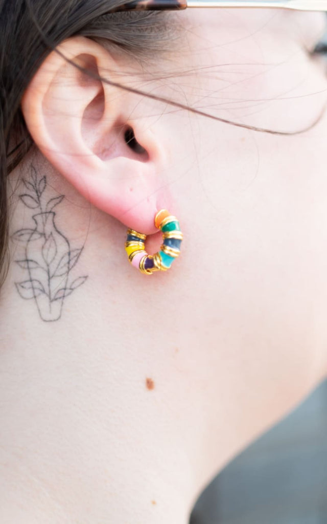 Twisted Baubles - Enamel Multi Colour Earrings - jewelry