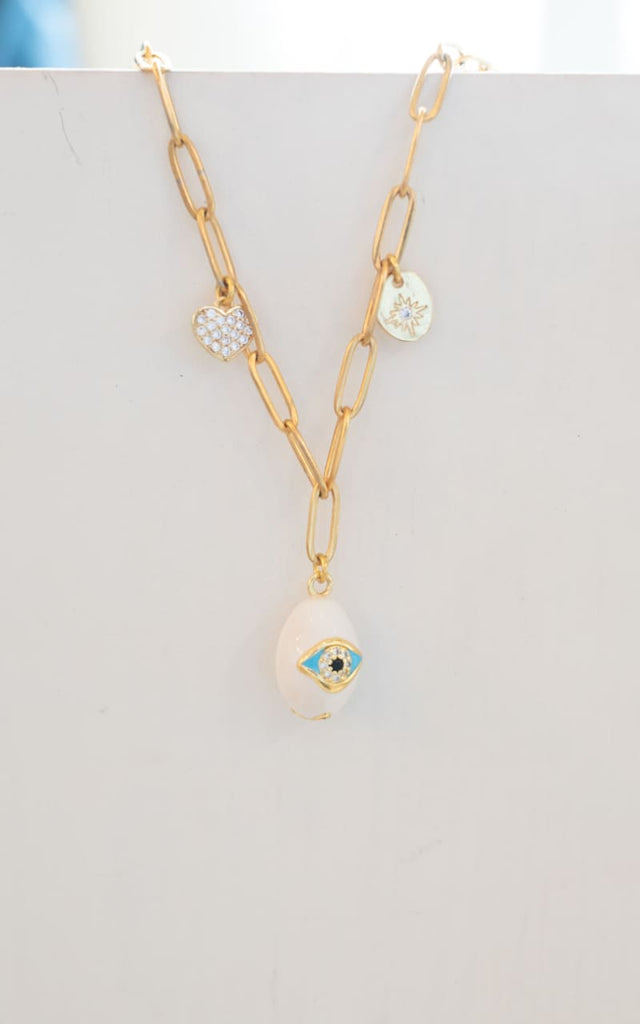 Twisted Baubles - Pave Evil Eye Bauble Necklace - White