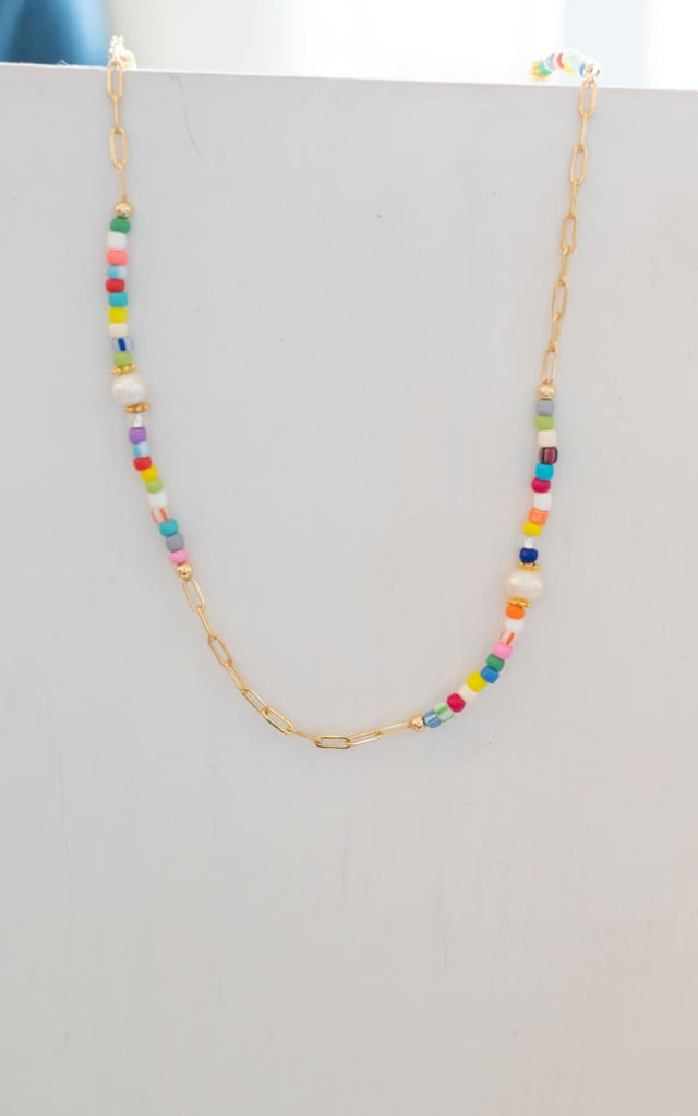 Twisted Baubles - Rainbow Beads and Links Necklace - jewelry