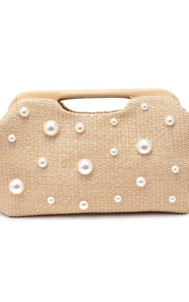 Urban Expressions - Mallory Woven Straw Pearl Clutch