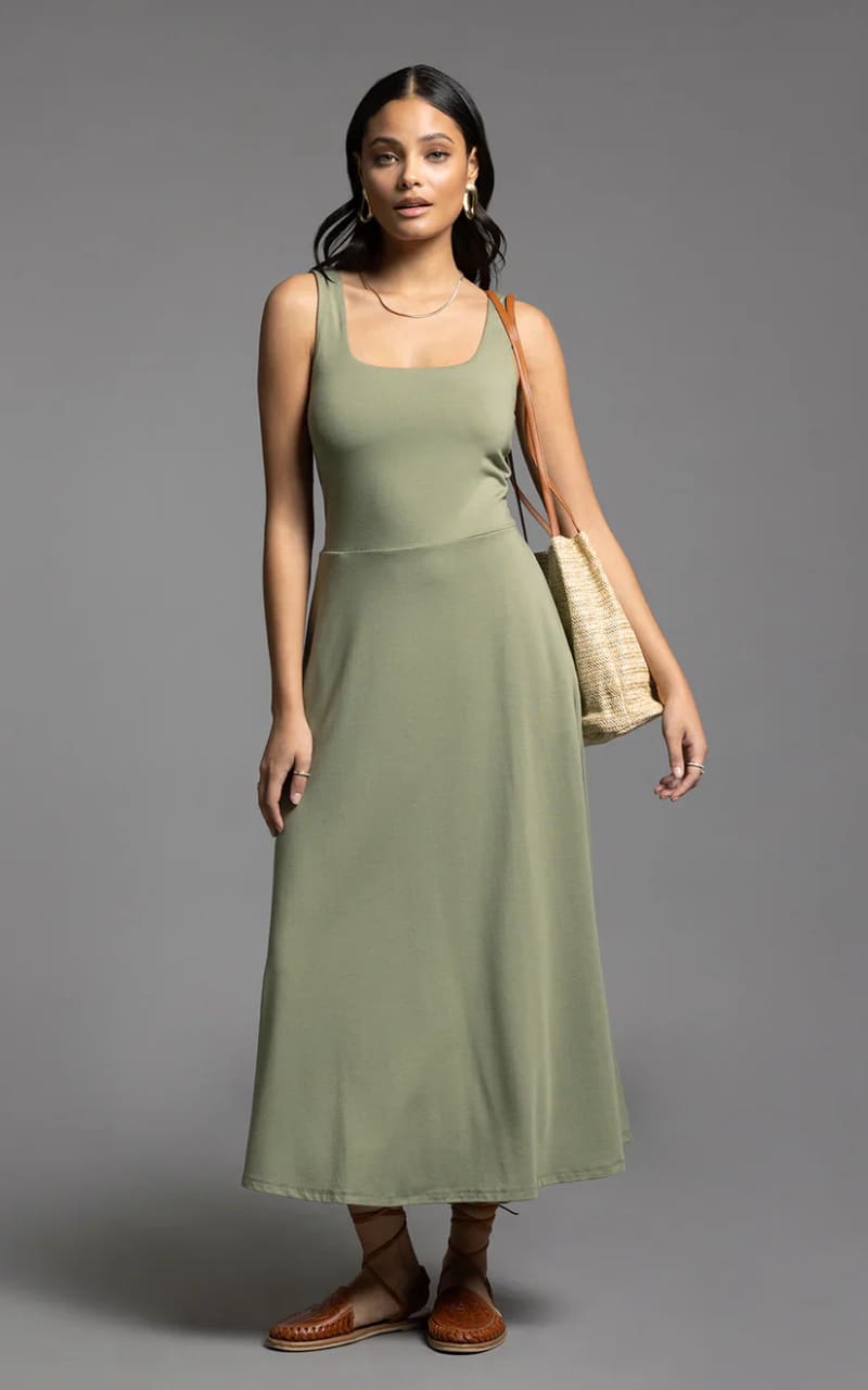 Weekend- Tori Jersey Dress in Muted Sage - DRESS