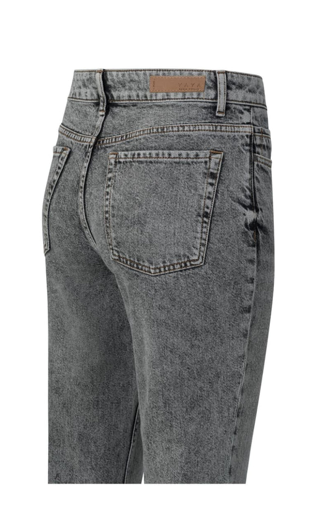 Yaya - Mid Waist Straight Leg Jean in Medium Grey - denim