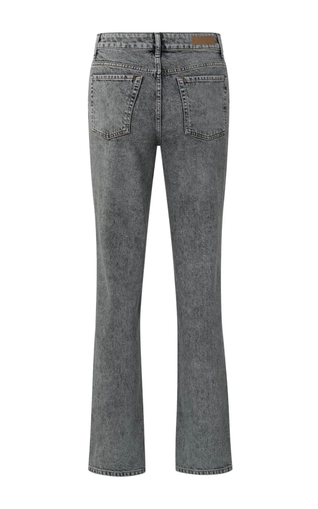 Yaya - Mid Waist Straight Leg Jean in Medium Grey - denim