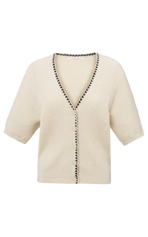 Yaya- Rib Cardigan in Summer Sand - SWEATER & SWEATSHIRT