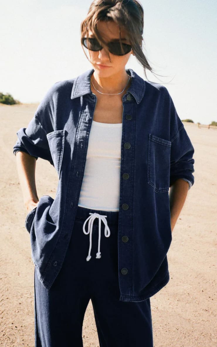 Z SUPPLY- All Day Knit Denim Jacket in Indigo floc boutique
