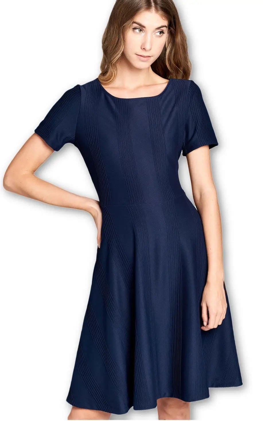 LK LUV Boat Neck Short Sleeve Dress NAVY XXL