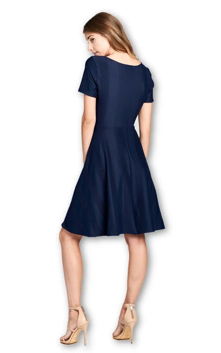 LK LUV Boat Neck Short Sleeve Dress NAVY XXL