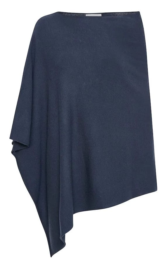 Part Two - Kristanna Wool/Cashmere Poncho - Navy