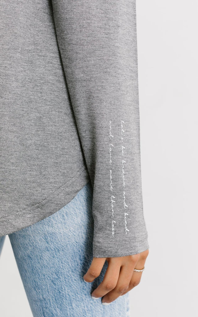 The Roster - Brave & Kind Long Sleeve Scoop Neck in Pebble 