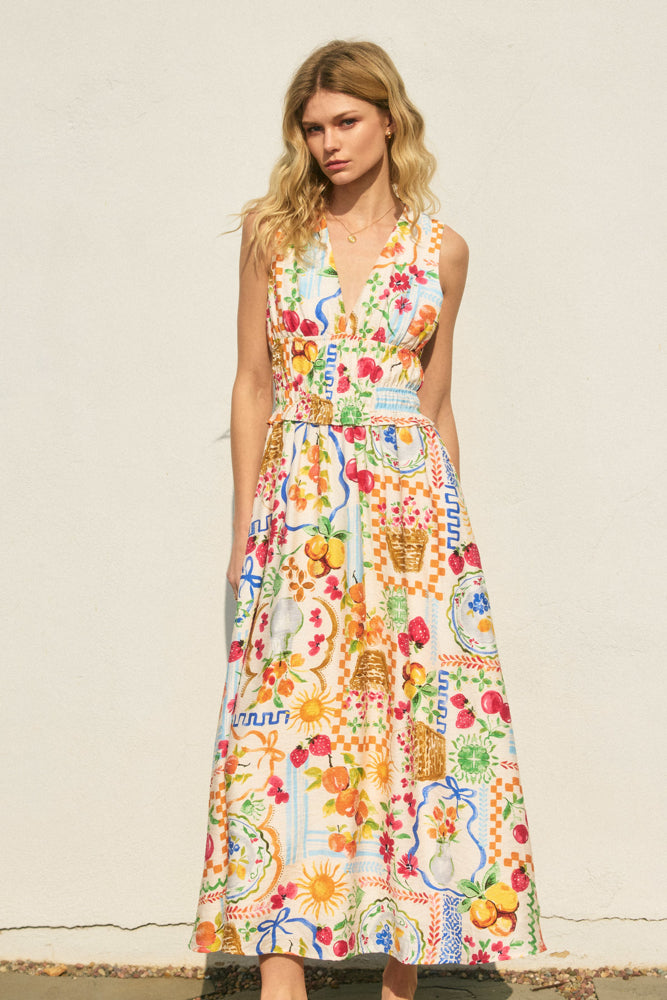Dress Forum - Sweetest Thing Poplin Shirred Waist Midi Dress in Summer Picnic