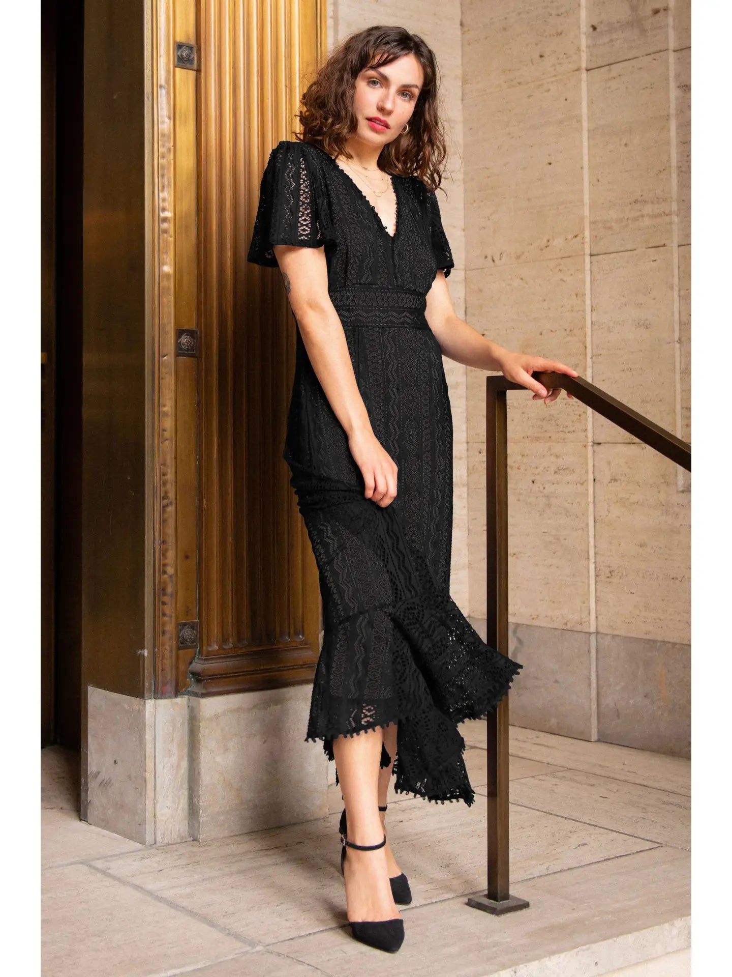 Annick- Bonnie Stretch Crochet Midi Dress