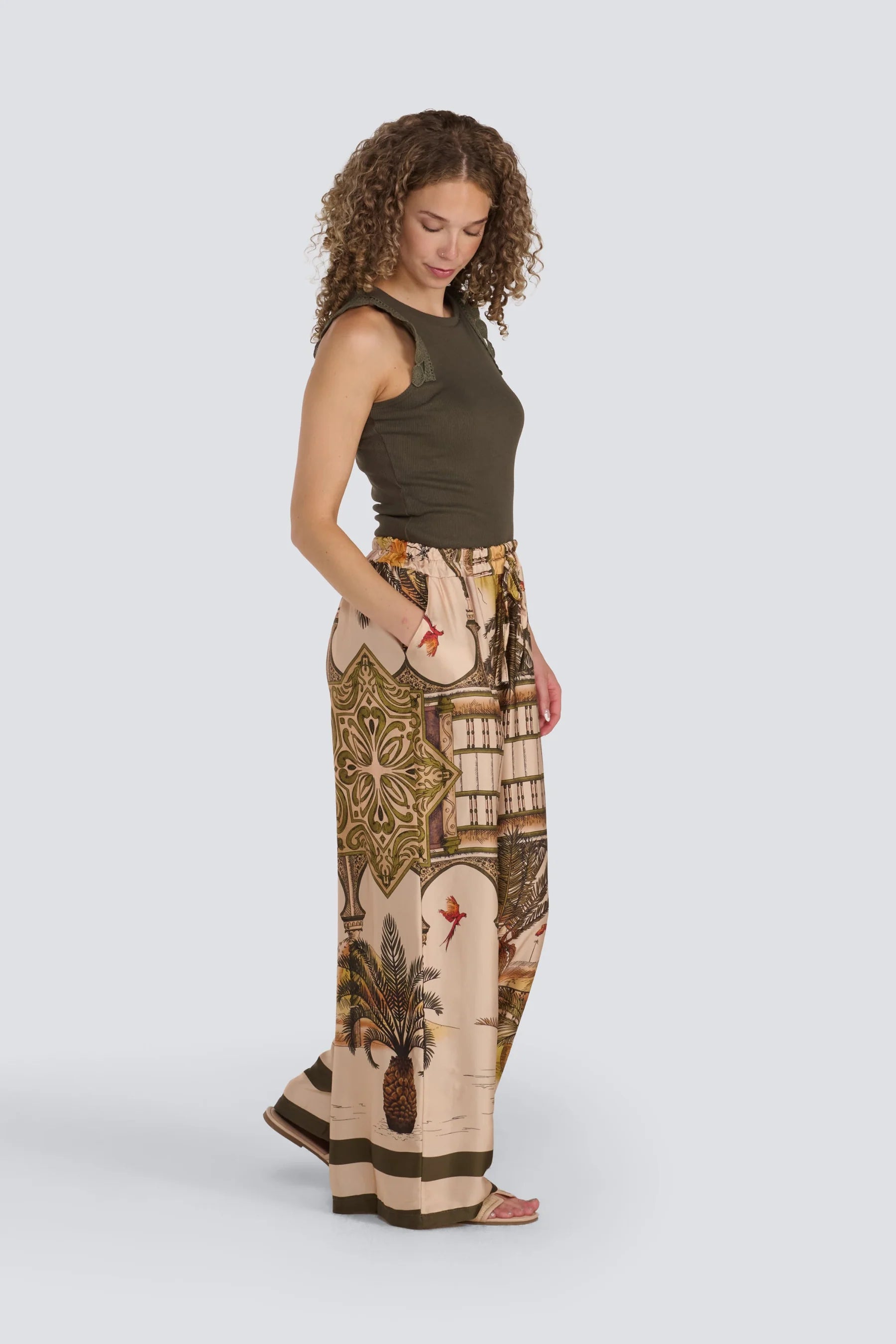 Jessica Laura- Tank with Embellished Shoulders in Olive