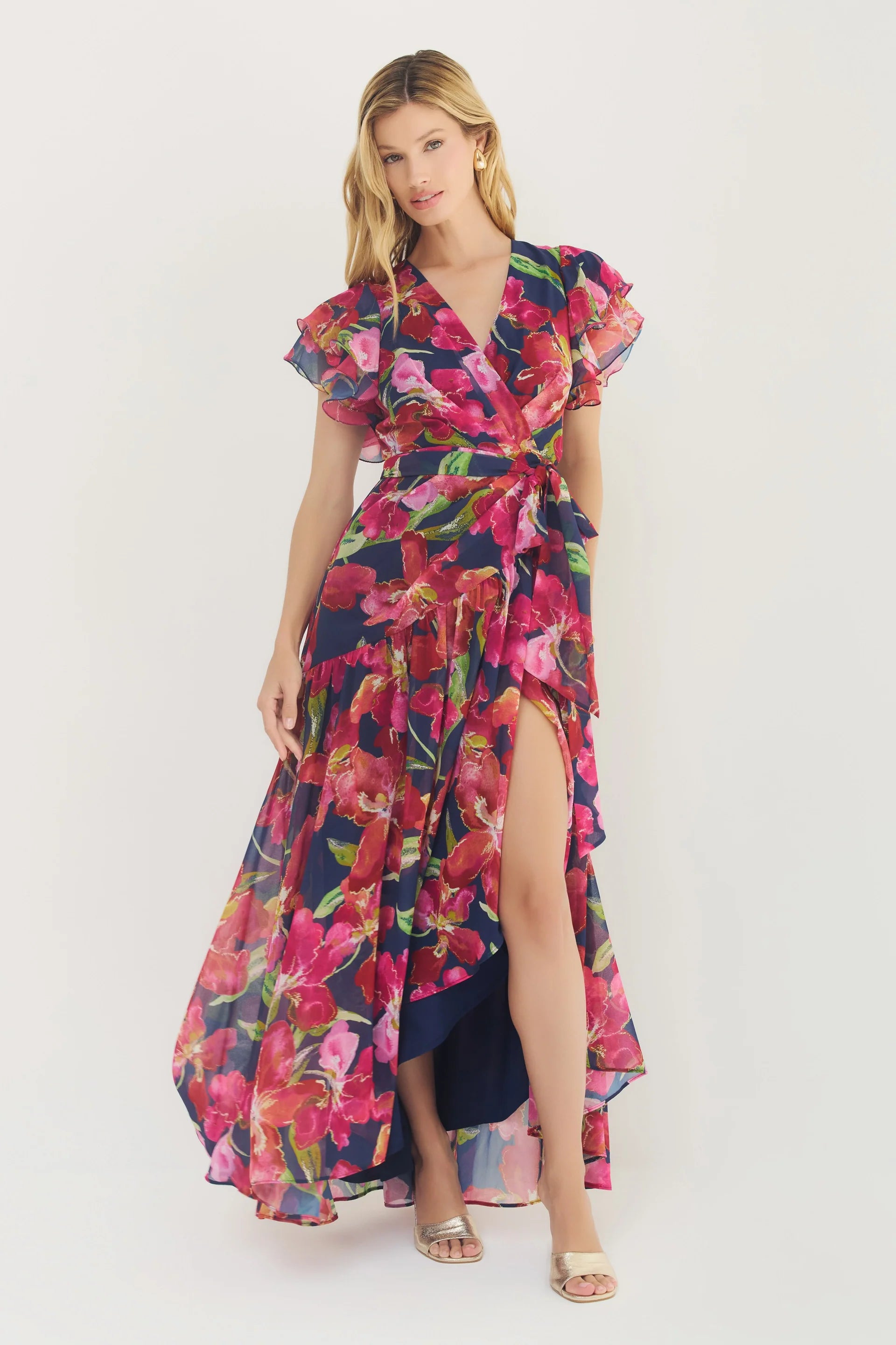 Hutch - Zola Dress in Navy Watercolor Vivid Orchids