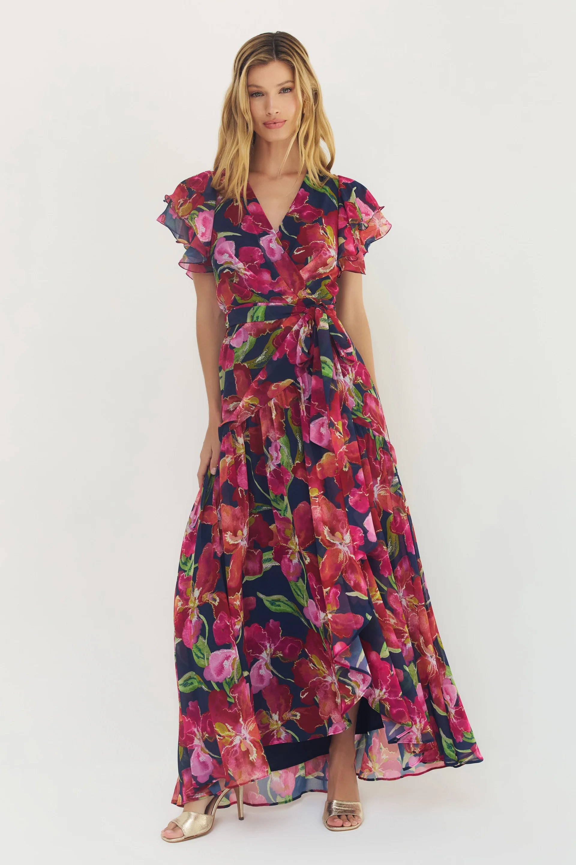 Hutch - Zola Dress in Navy Watercolor Vivid Orchids