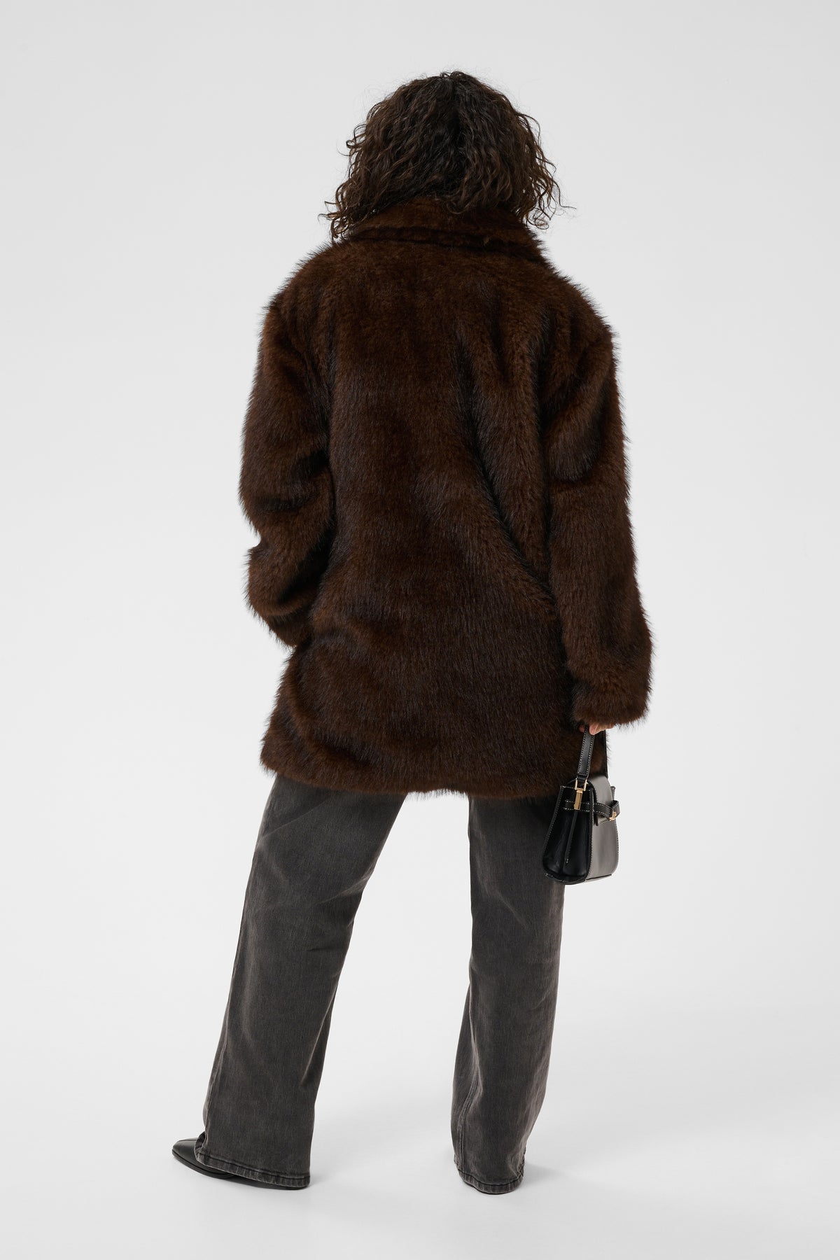 Kaffe- Aurora Coat in Dark Brown Fur