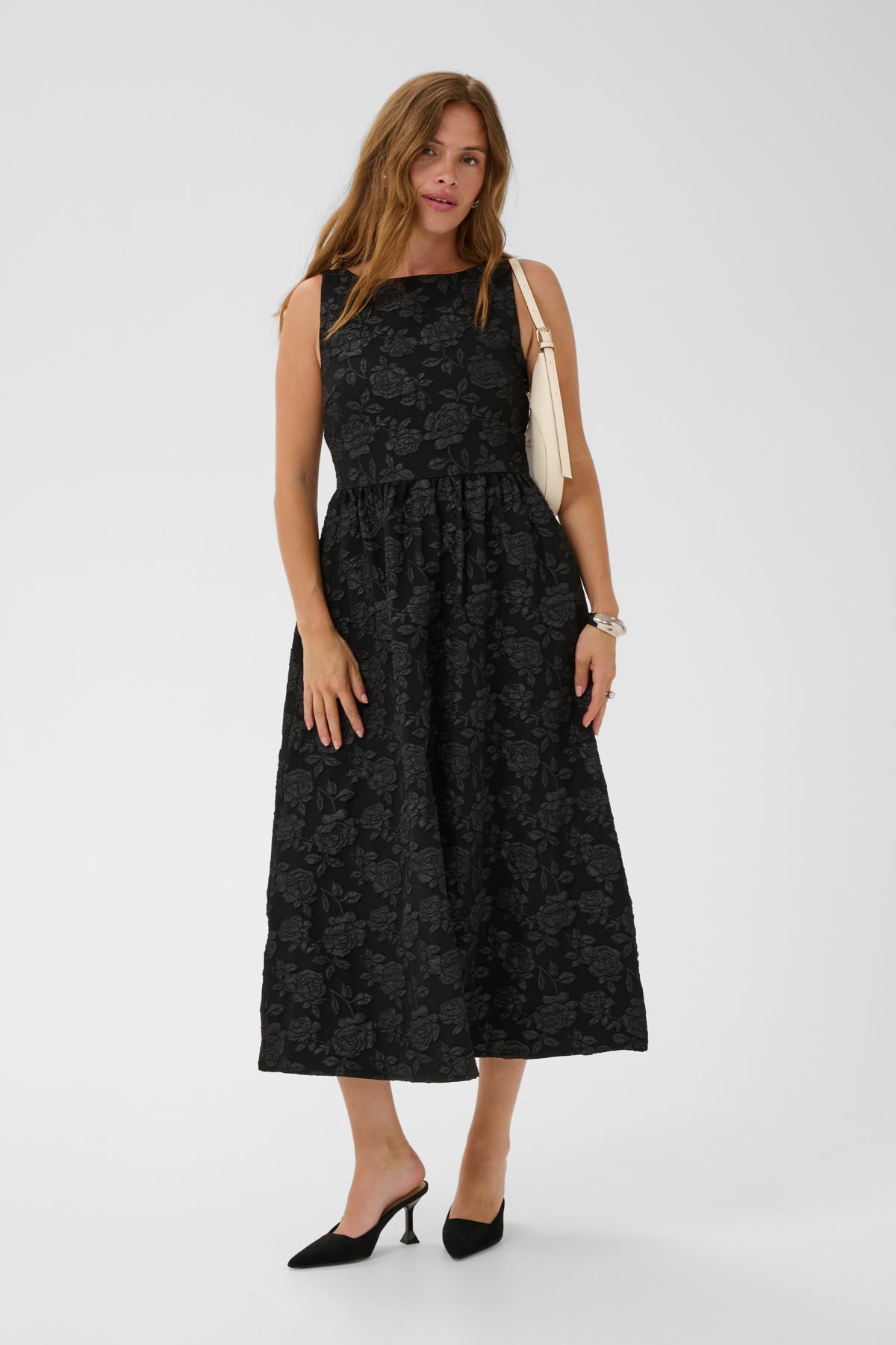 Kaffe- Corbina Midi Dress in Deep Black