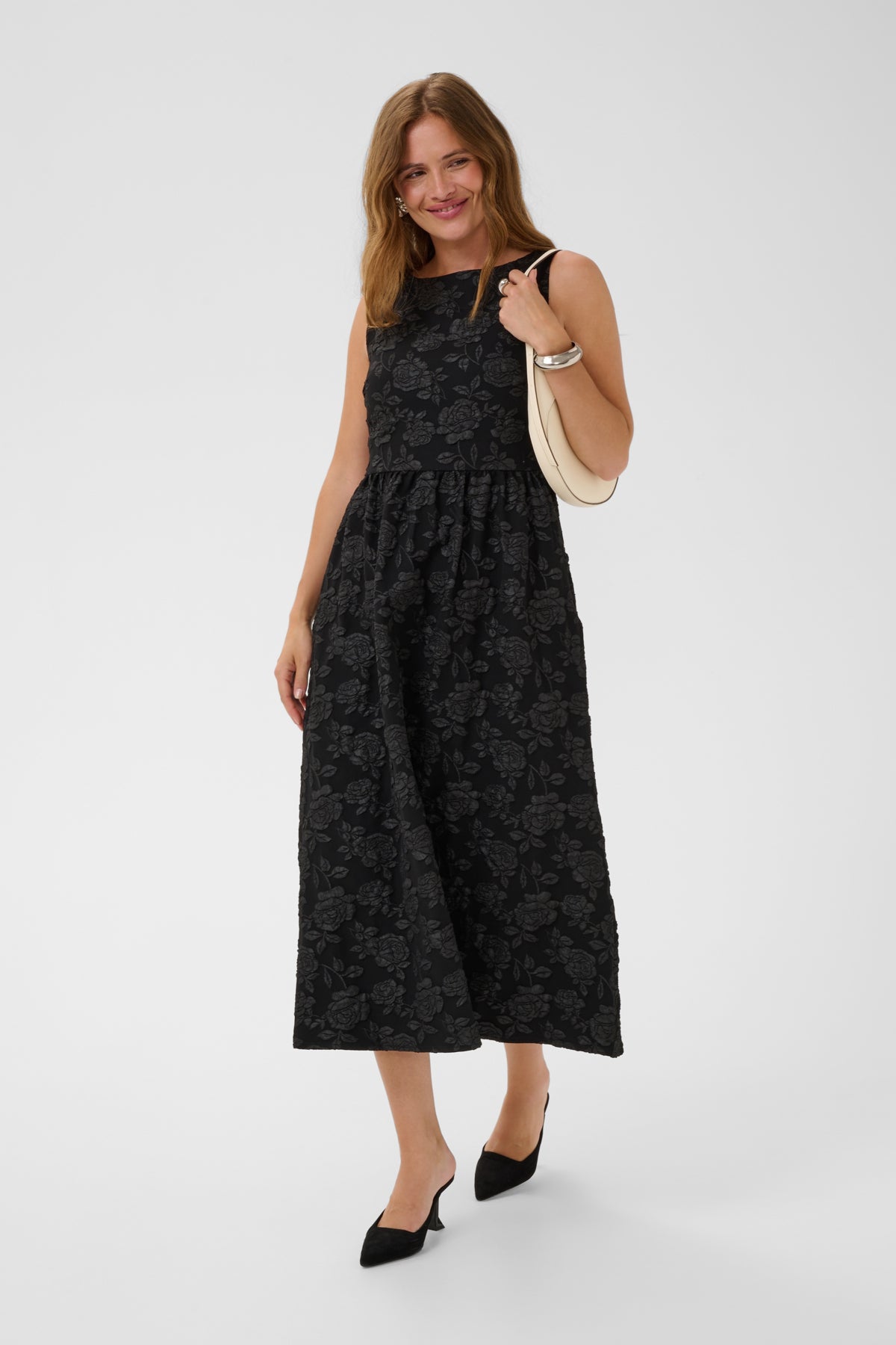 Kaffe- Corbina Midi Dress in Deep Black