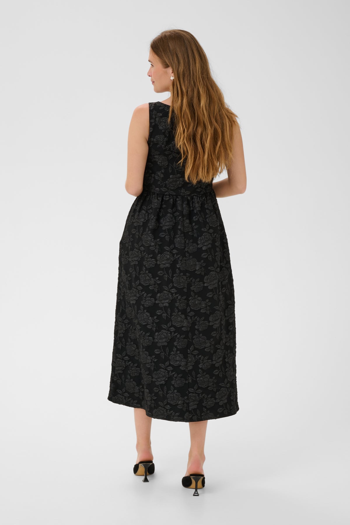 Kaffe- Corbina Midi Dress in Deep Black
