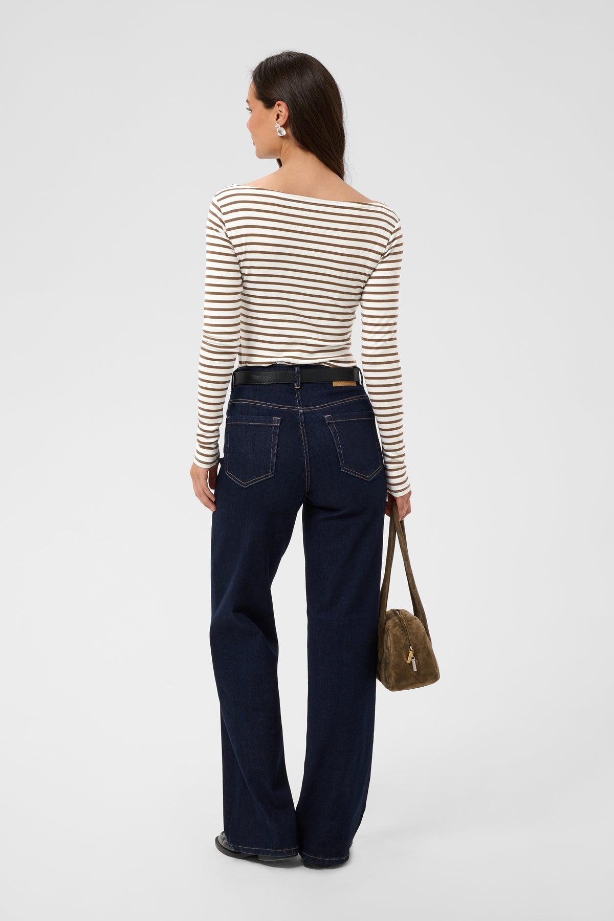Kaffe- Liddy Boatneck T-Shirt in Chalk Carafe Stripe
