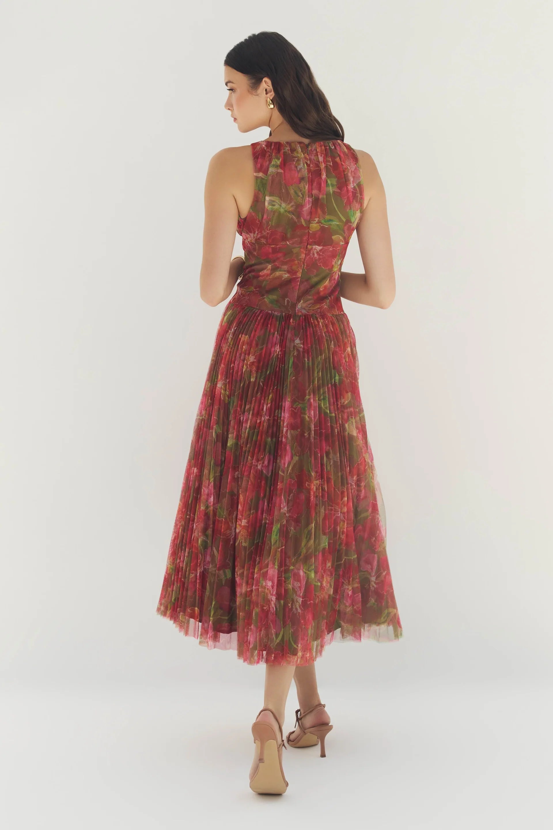 Hutch - Eliana Dress in Olive Watercolor Vivid Orchid
