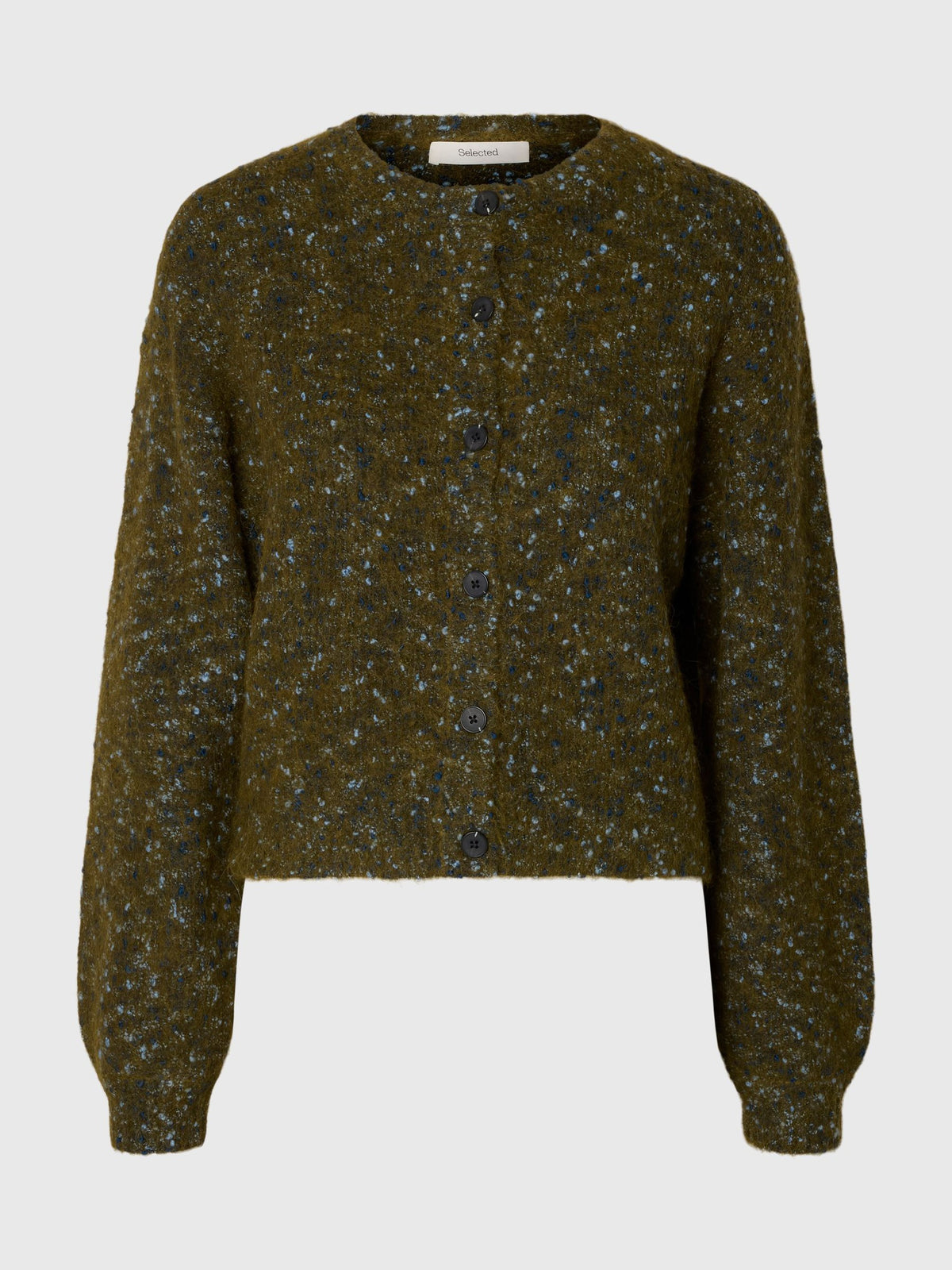 Selected- Kat Cropped Cardigan in Fir Green