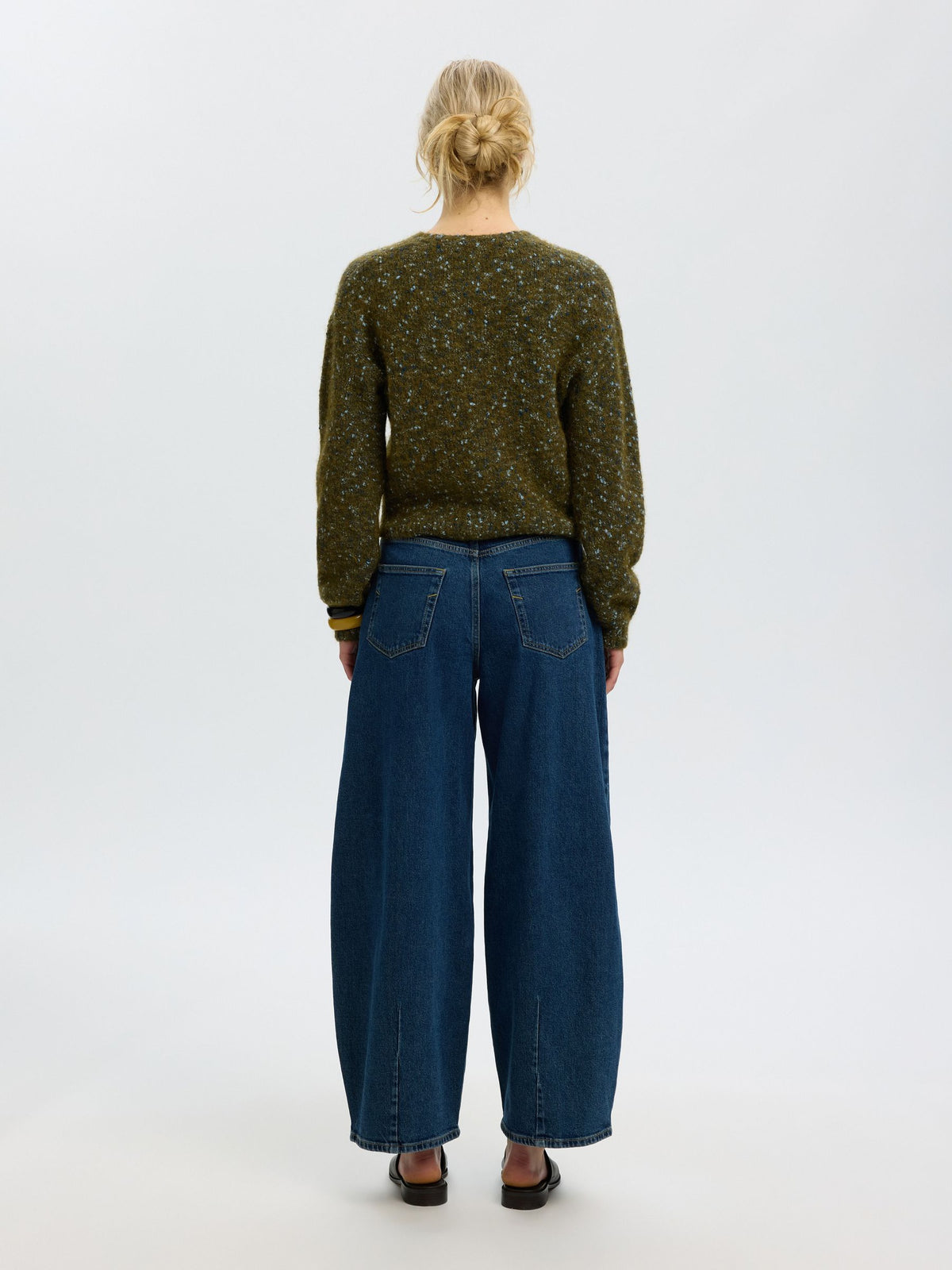 Selected- Kat Cropped Cardigan in Fir Green