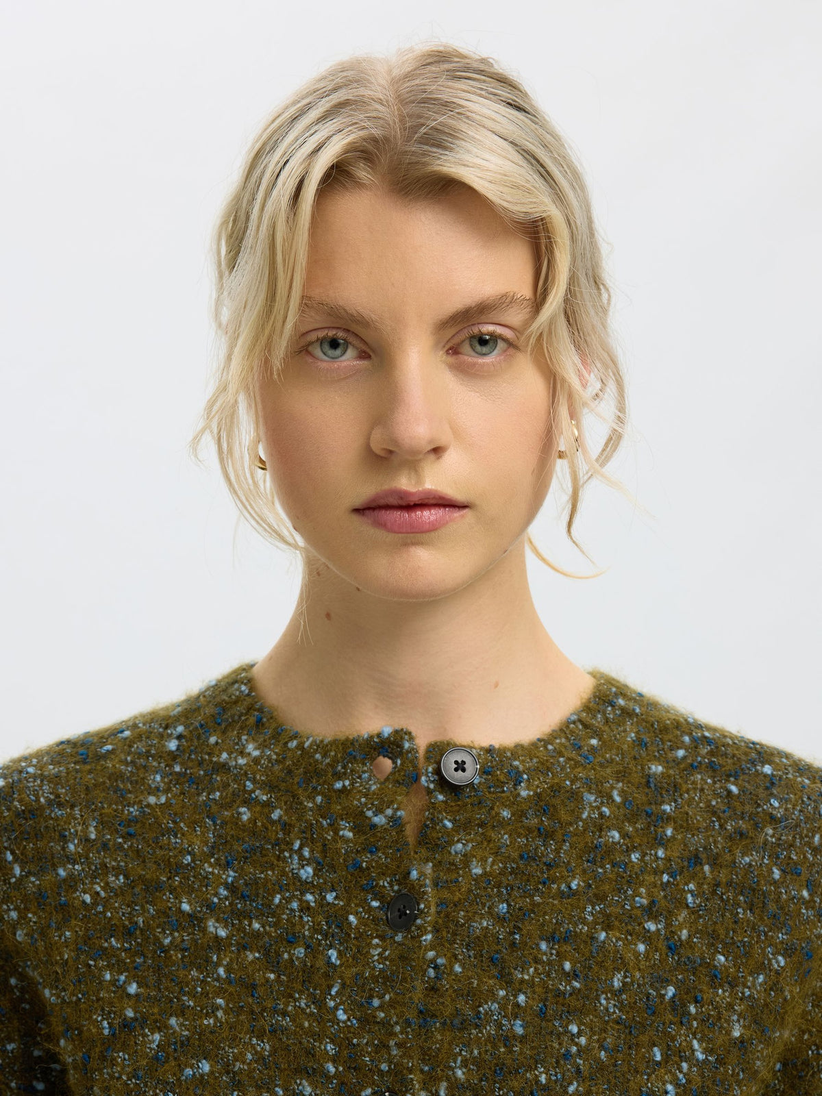 Selected- Kat Cropped Cardigan in Fir Green