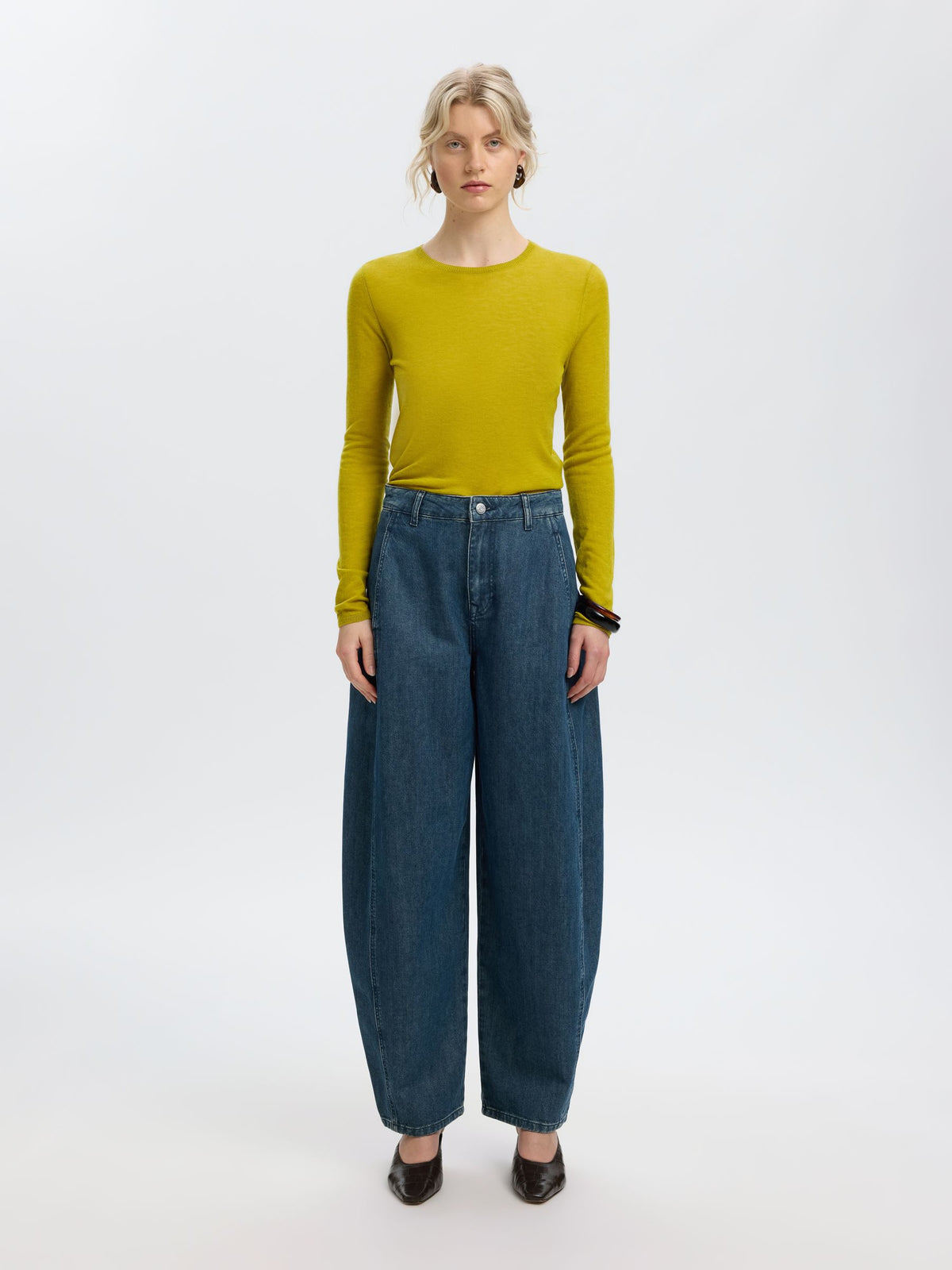 Selected- Vendy Merino Wool Pullover in Avocado Oil