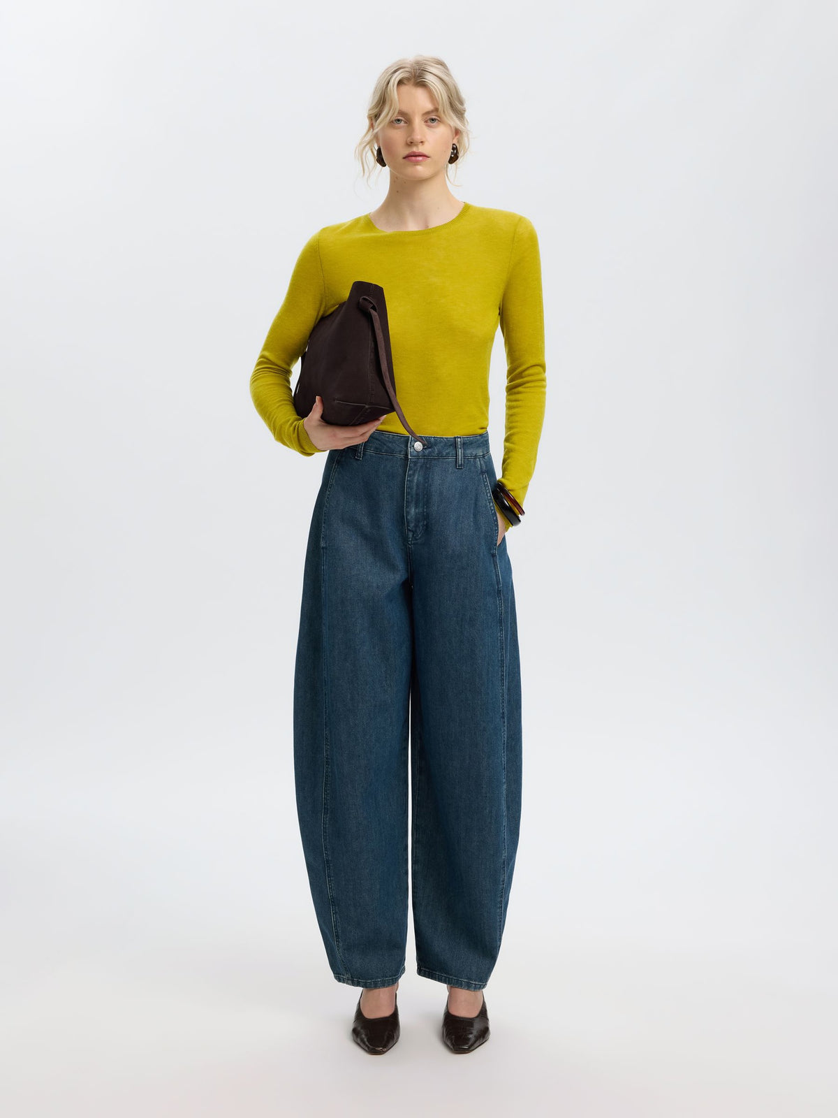 Selected- Vendy Merino Wool Pullover in Avocado Oil