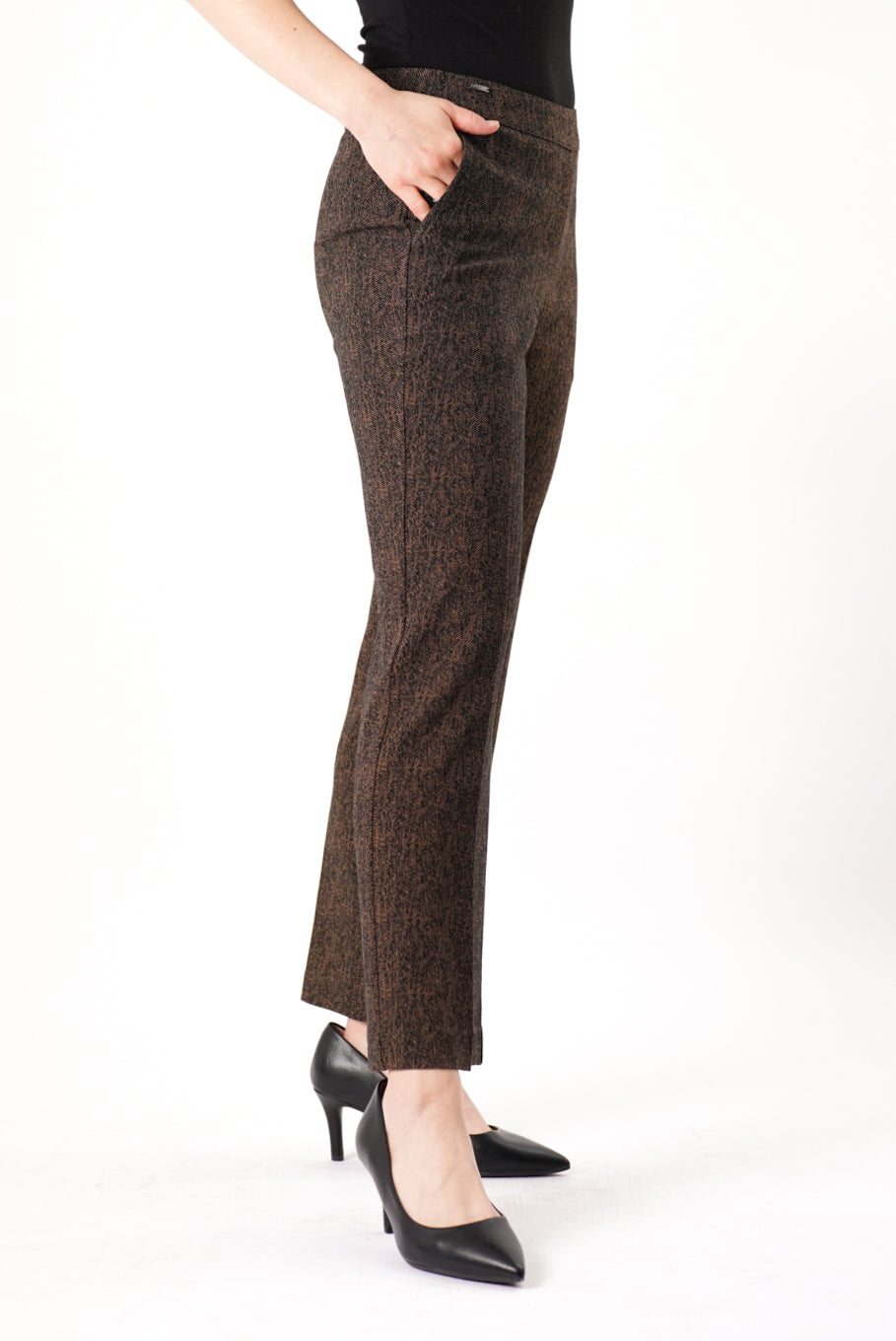 Lisette- Tiger's Eye Jacquard Trouser in Copper Black