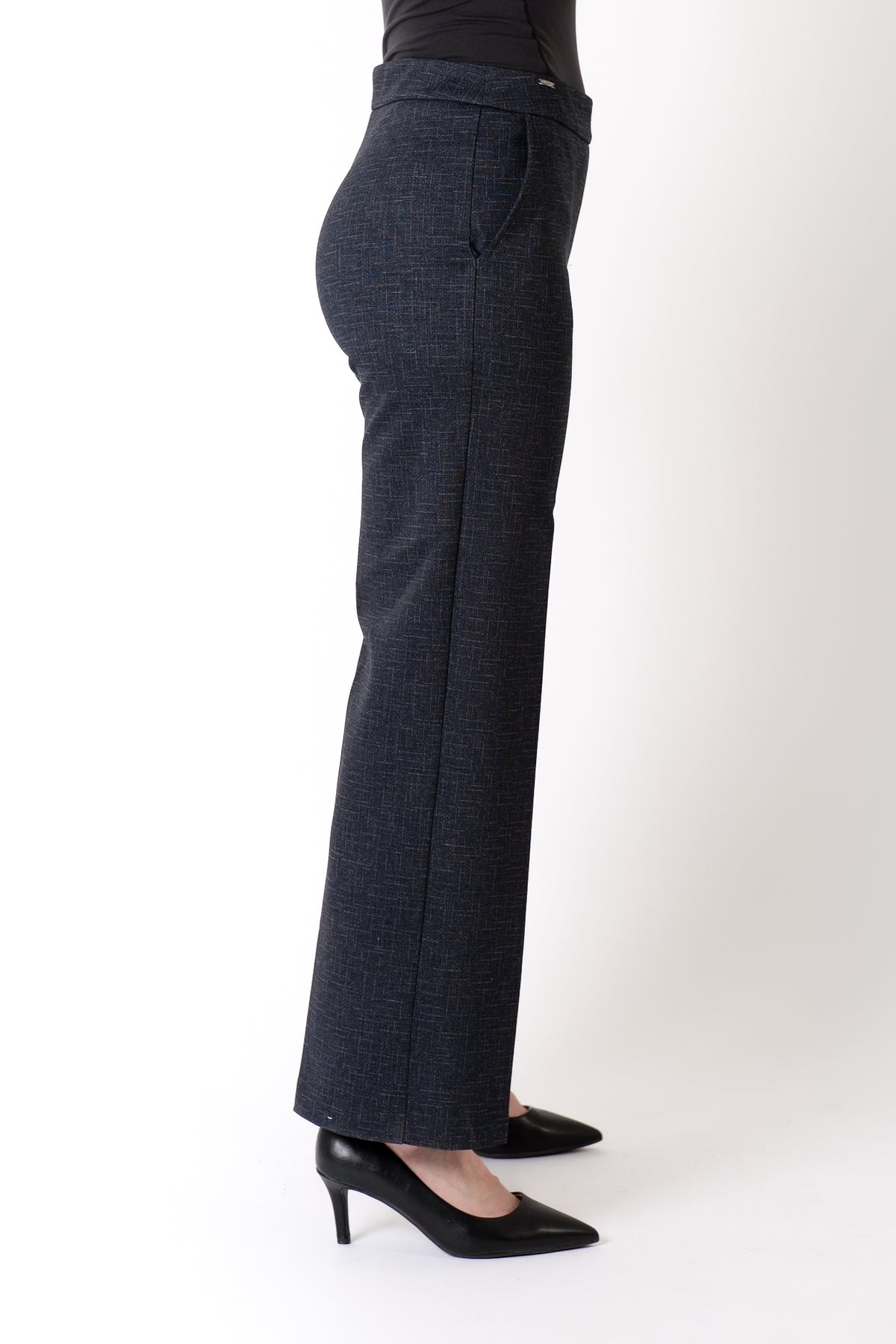 Lisette- Cross Hatch Ponte Pant in Navy Multi