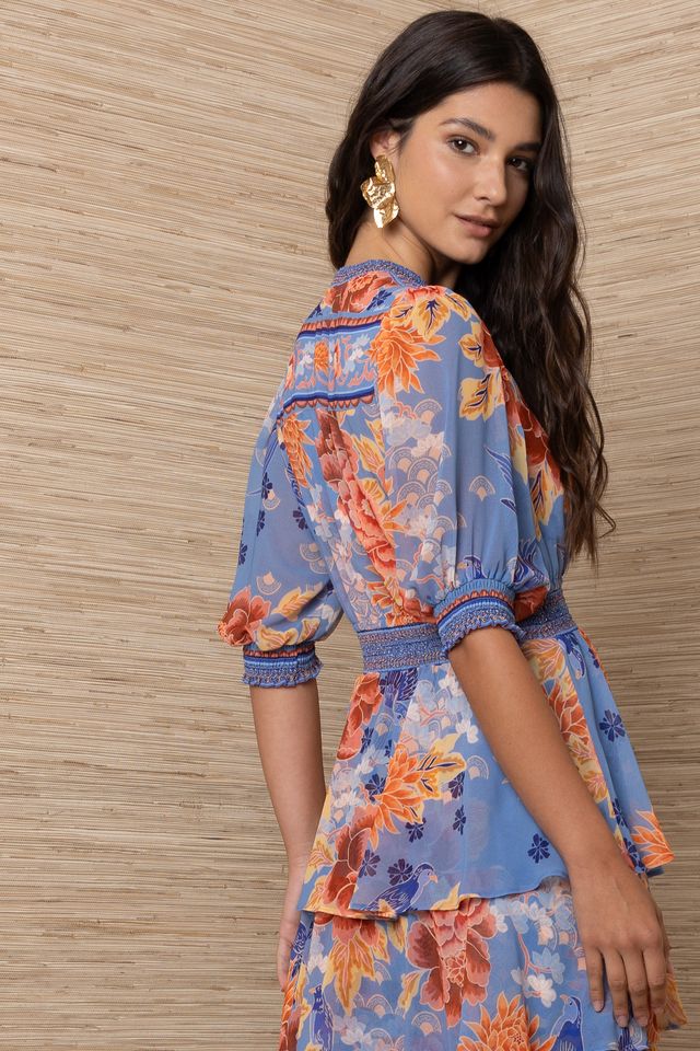 Hale Bob- Wisteria Chiffon Maxi Dress in Blue